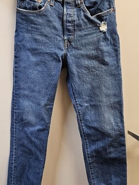 Levi's Women's Straight-Leg Dark Blue Denim 501 Premium Jeans